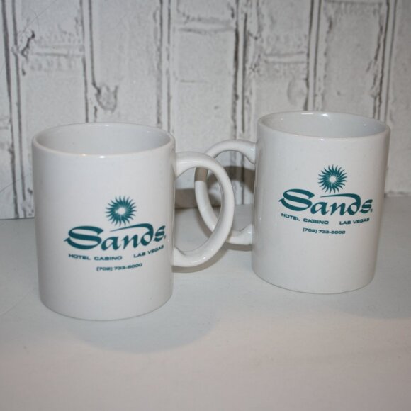 🎰 Sands Casino Mug Set · Teal & White · Set of 2 · 3.75" Tall - Picture 1 of 4